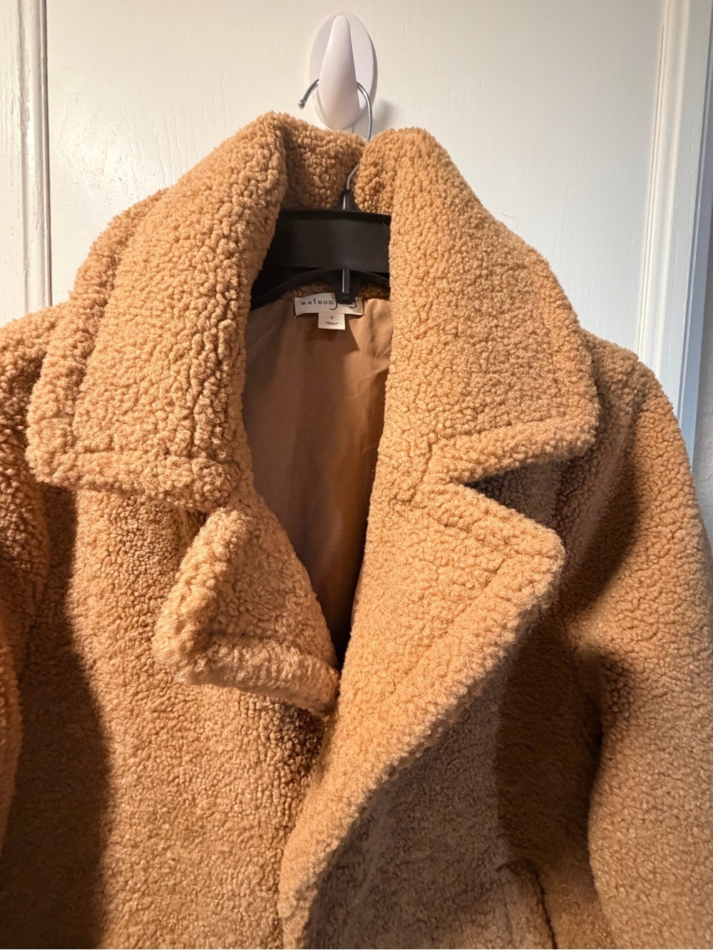 Maison Jules Women’s Teddy Bear Fleece Coat - Camel - Picture 5 of 11
